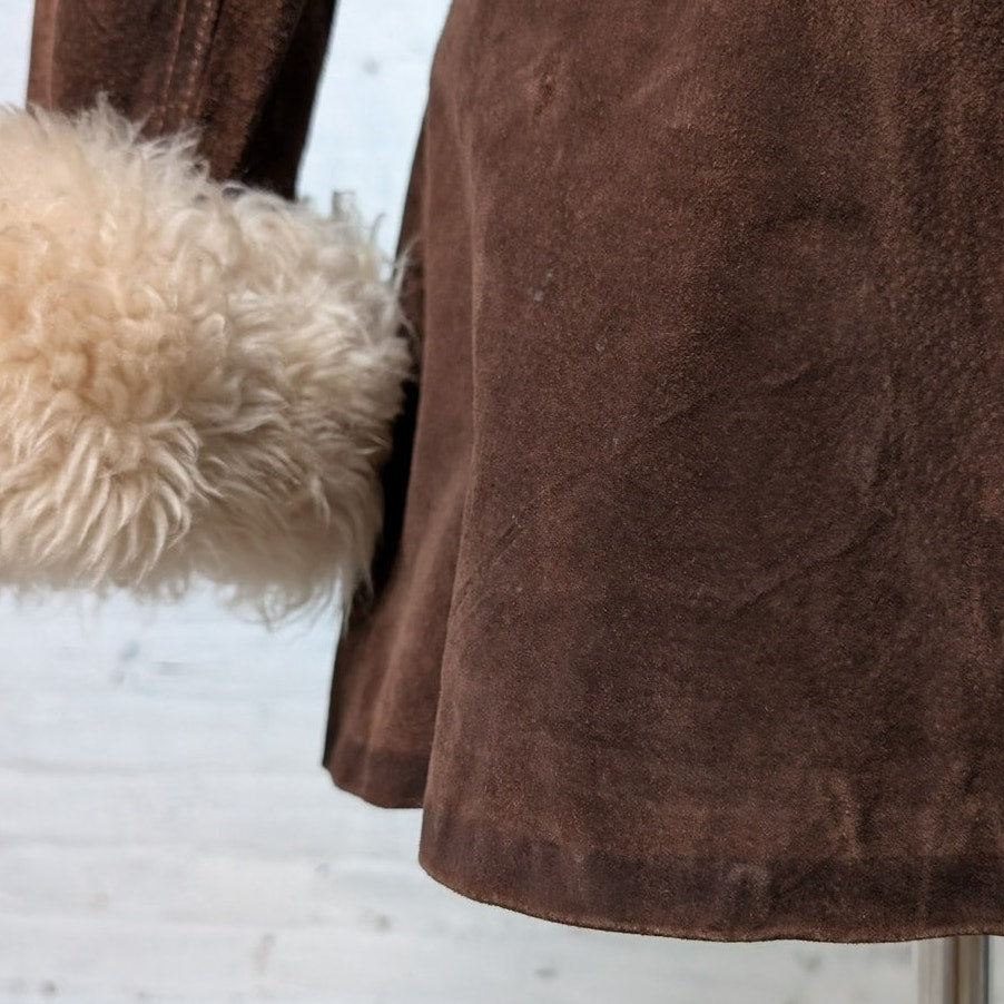 Vintage Brown Suede Jacket Penny Lane Coat Leather Jacket Groovy Boho Medium