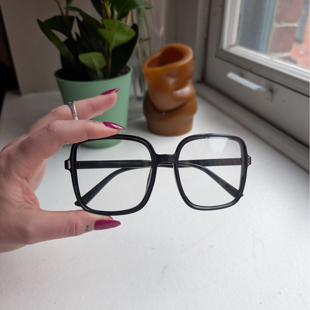 Retro Black Square Sunglasses 70s Festival Sunnies Grunge Minimalist Y2K Shades