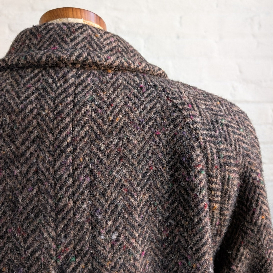 90s Vintage Gray Wool Trench Coat Classy Fuzzy Tweed Academia Minimalist Jacket