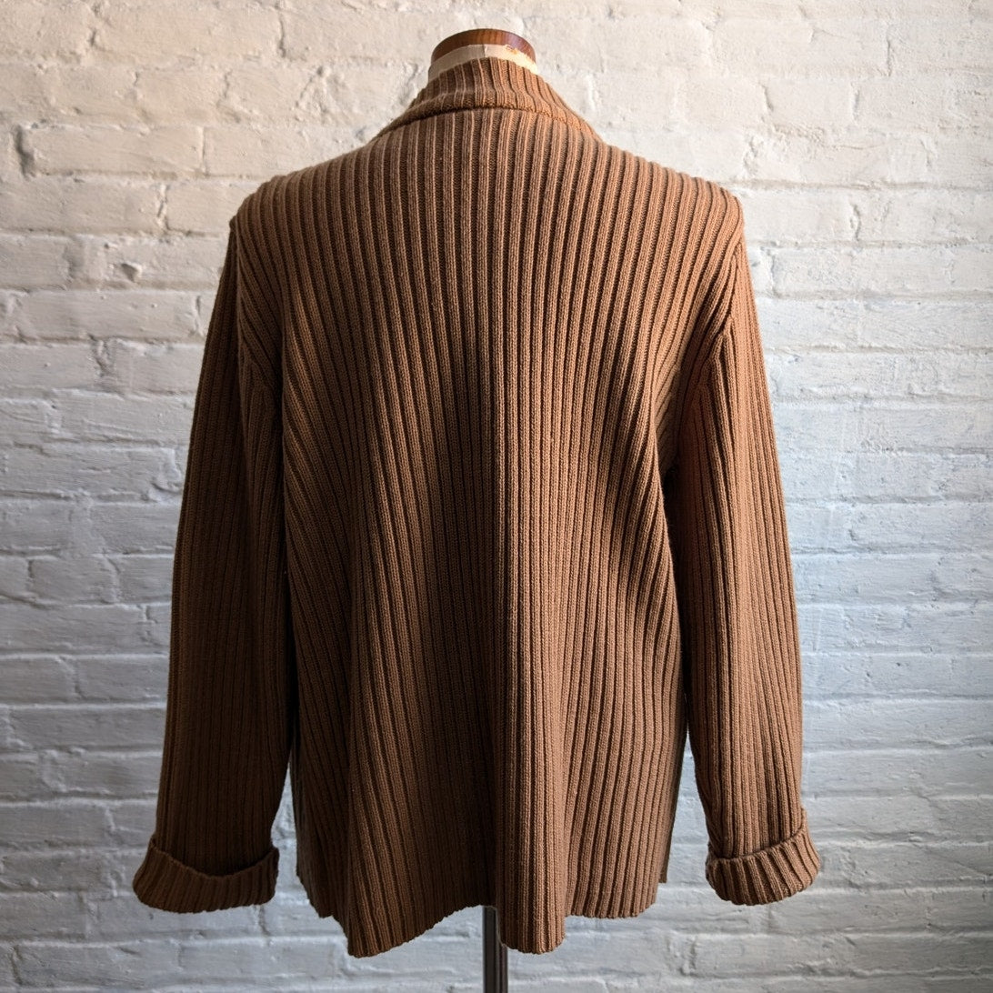 90s Vintage Brown Suede Jacket Vegan Knit Shacket Cozy Boho Western Cardigan