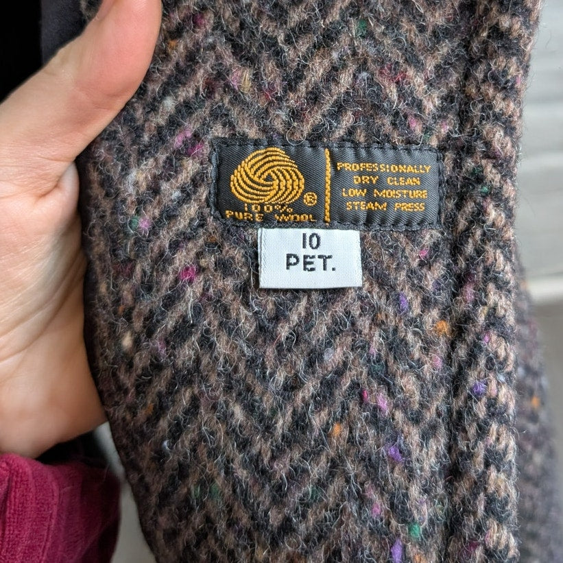 90s Vintage Gray Wool Trench Coat Classy Fuzzy Tweed Academia Minimalist Jacket