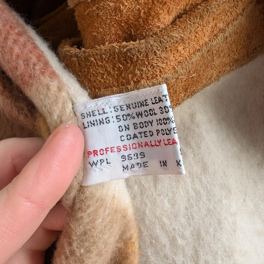 Vintage Orange Genuine Suede Leather Bomber Jacket Rusty Red Western Chore Coat