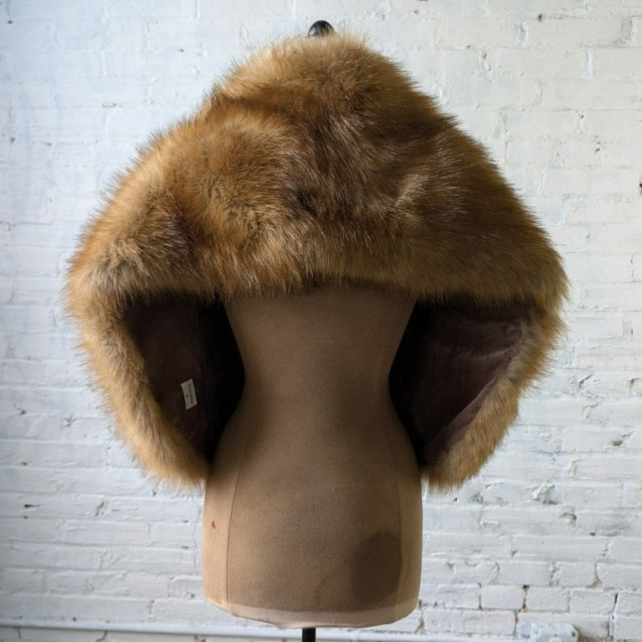 Vintage Faux Fur Wrap Blonde Fox Stole Luxury Scarf Mob Wife Shawl Fuzzy Shrug