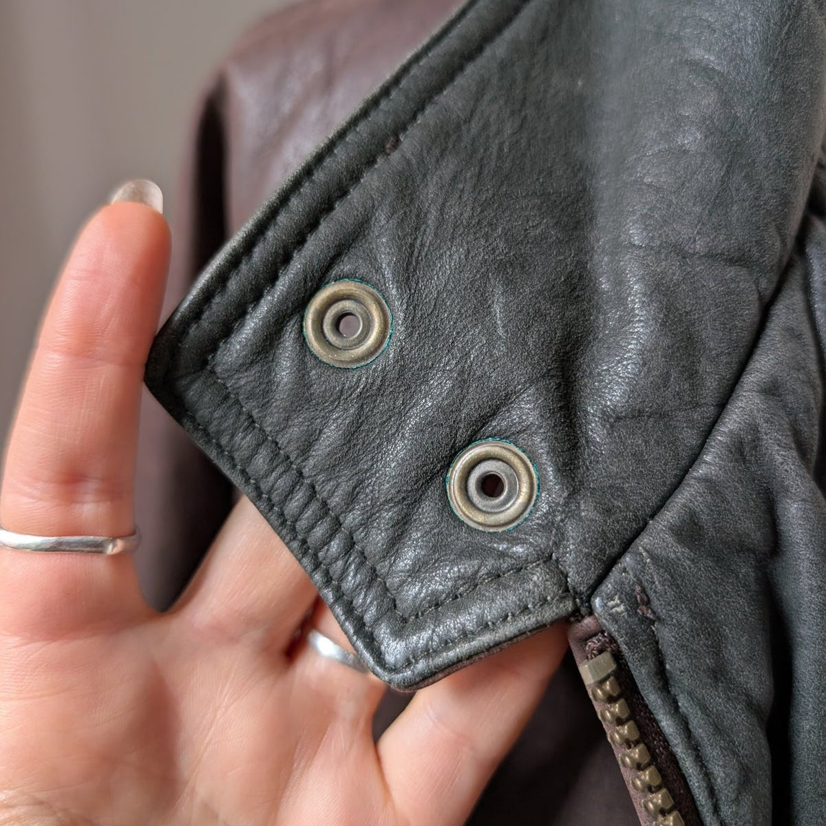 Vintage 90s Brown Leather Bomber Jacket L Slouchy Oversized Quilted Leather Coat