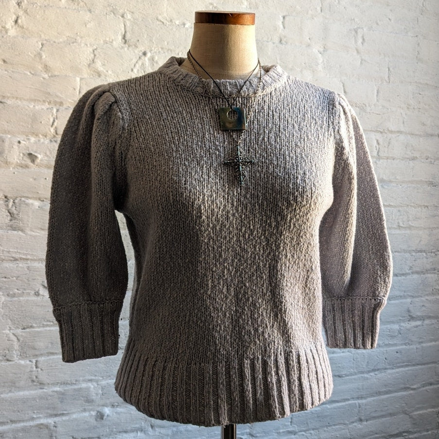 Y2K Vintage Pastel Blue Chunky Knit Sweater M Knitted Preppy Clean Girl Boho Top