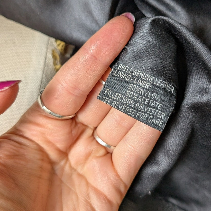 Vintage Black Leather Biker Jacket Minimalist Chic 90s Black Leather Coat Small