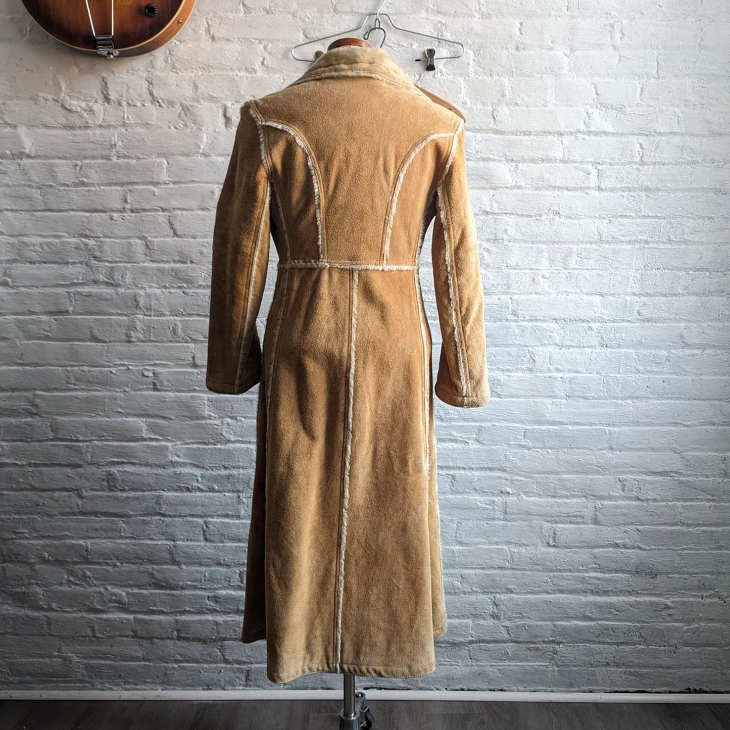 Vintage Genuine Suede Leather Penny Lane Duster Groovy Furry Trench Coat Jacket