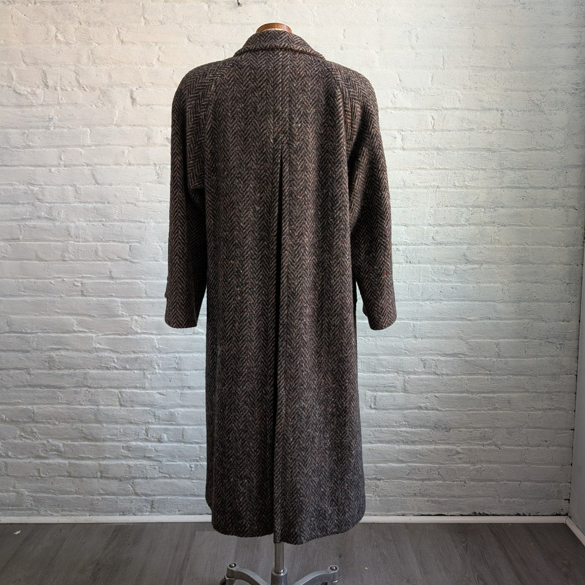 90s Vintage Gray Wool Trench Coat Classy Fuzzy Tweed Academia Minimalist Jacket