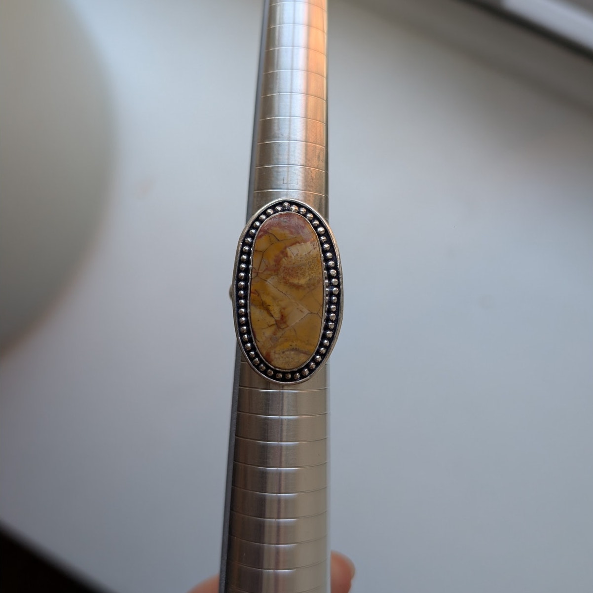 Oval Rust Brown Boho Cowgirl Sterling Silver Ring Retro Vintage Stone Size 8.25