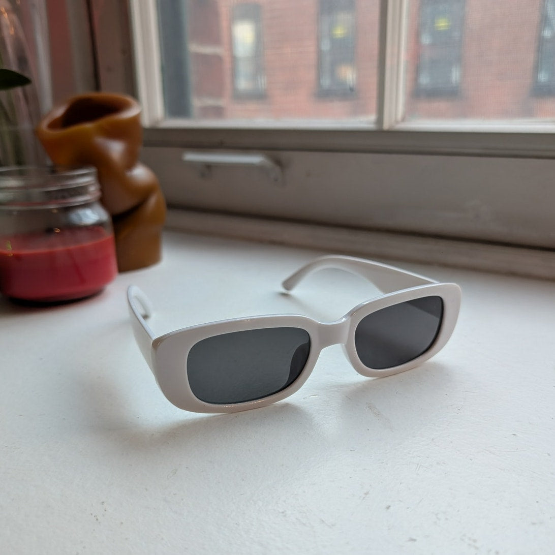 Retro White Nirvana Sunglasses Festival Clout Grunge Shades Groovy Chic Sunnies