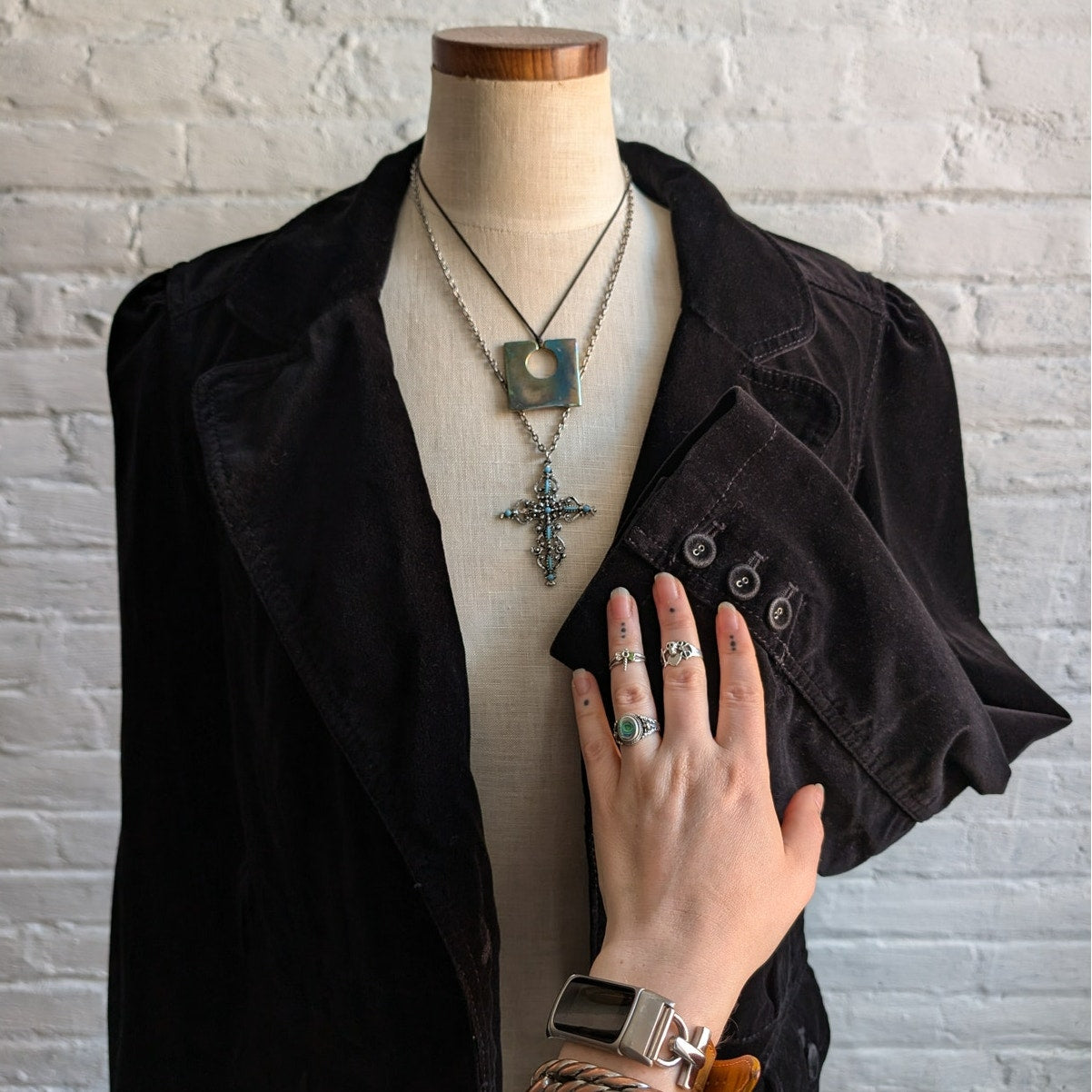 Y2K Black Velvet Jacket Black Spring Jacket Gothic Blazer Whimsygoth Chic Medium