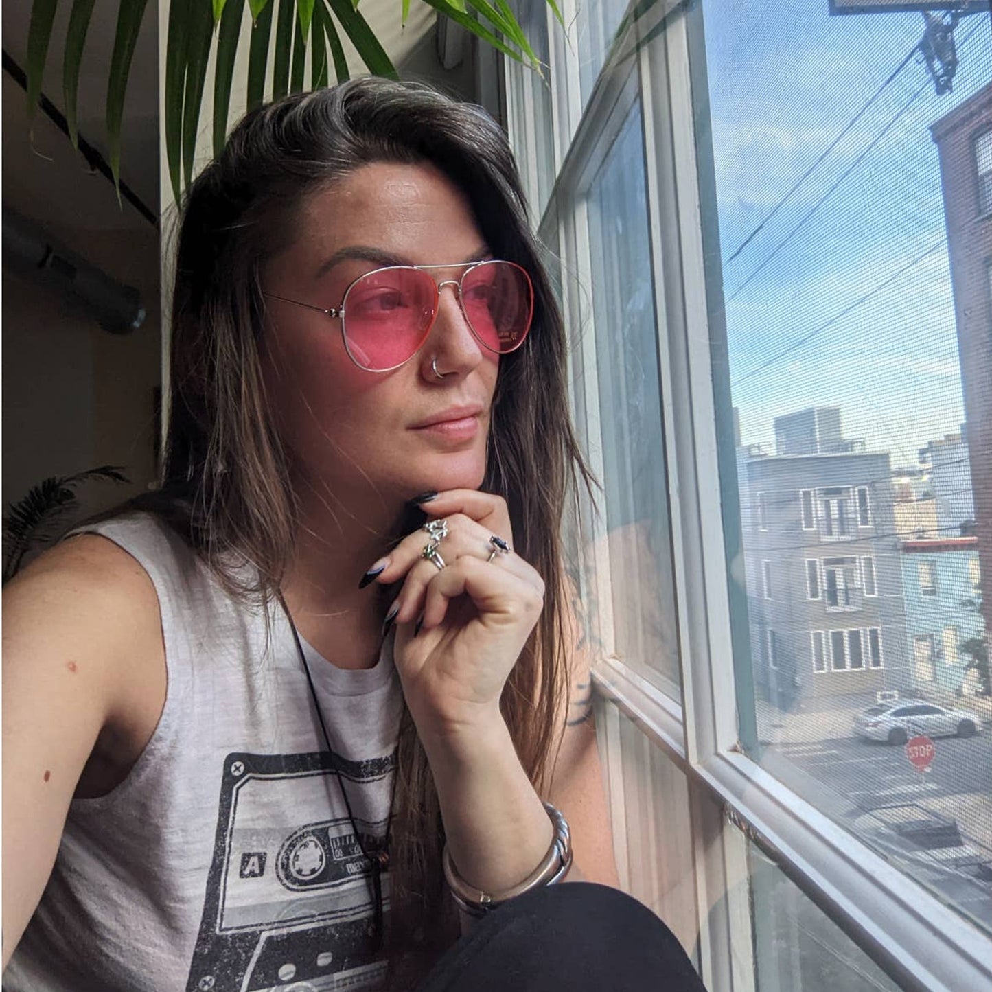 70s Retro Pink Aviator Sunglasses Pastel Minimalist Boho Sunnies Festival Shades