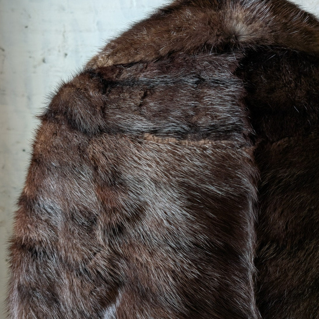 Vintage Brown Mink Fur Stole Luxury Scarf Boho Coquette Glam Furry Cape Shawl
