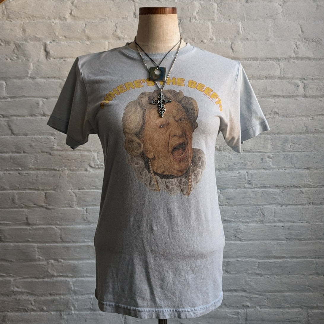 Retro Graphic Tee Vintage Vibe Oversize Funny Tshirt Y2K Pastel Blue Top Small