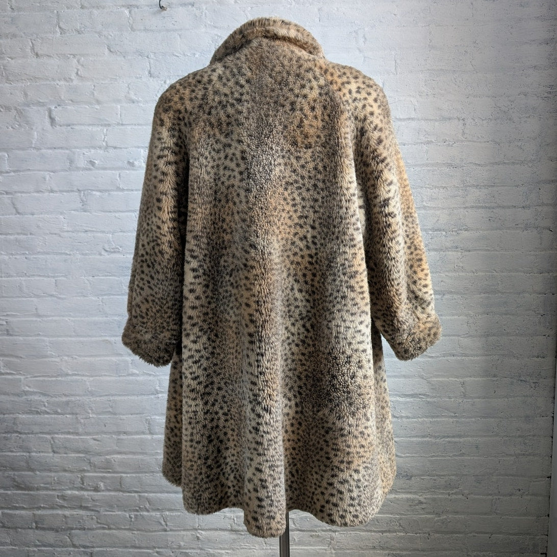St John Faux Fur Cheetah Trench Coat Y2K Designer Animal Print Luxury Jacket