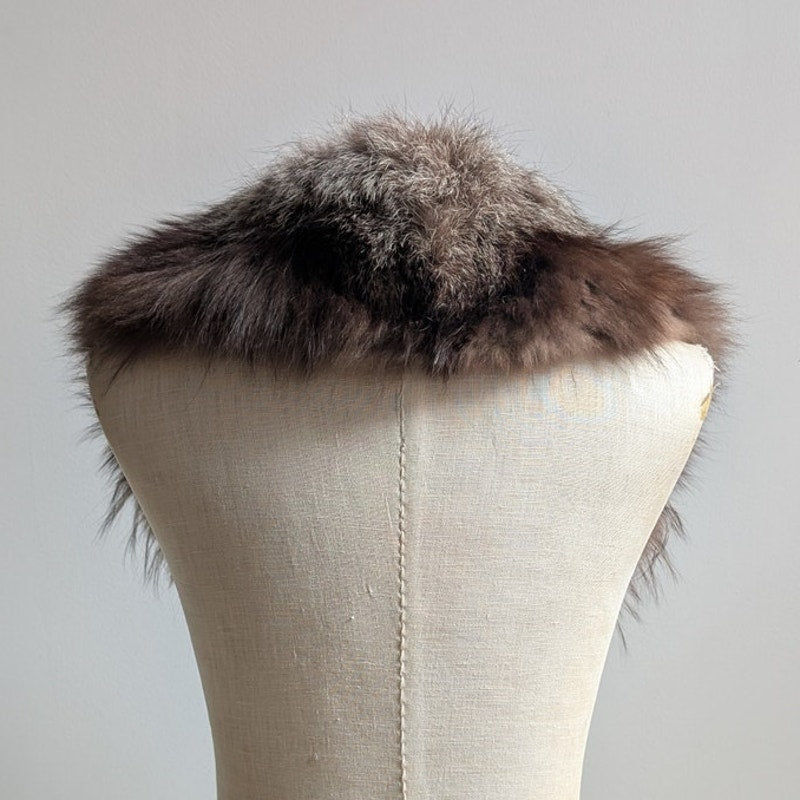 Vintage Brown Fox Fur Stole Shrug Luxury Scarf Mob Wife Shawl Glam Furry Collar
