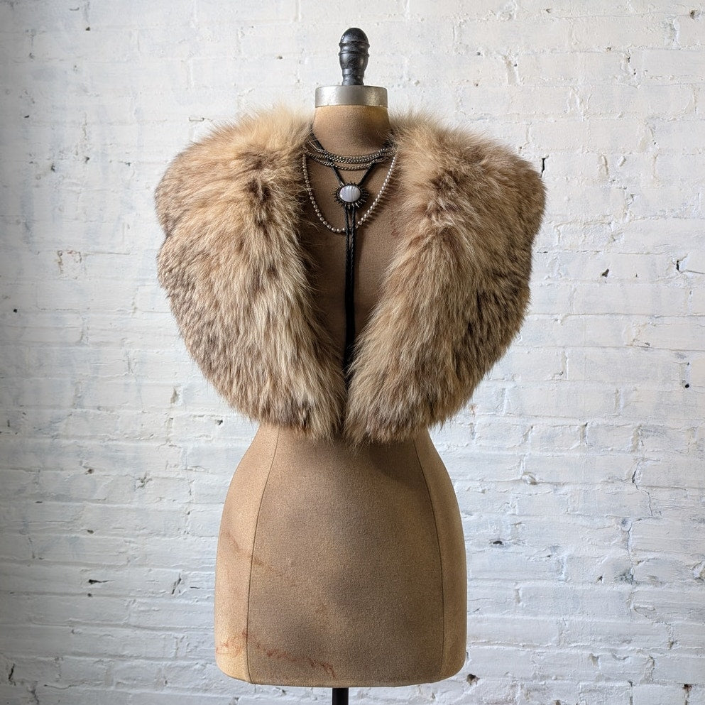 Vintage Fox Fur Blonde Stole Shrug Luxury Scarf Mob Wife Shawl Glam Furry Collar