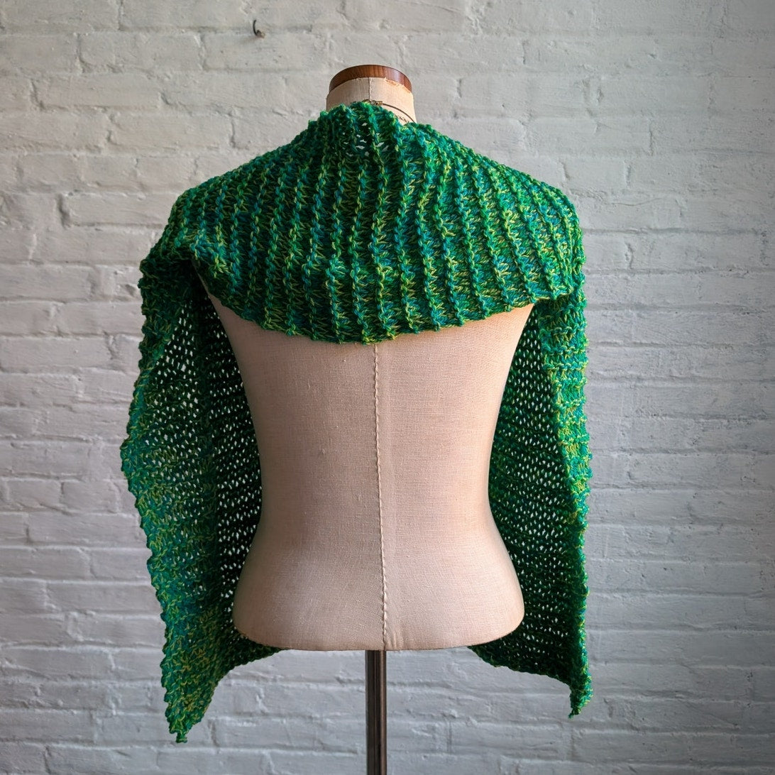 Retro Chunky Handknit Green Scarf Preppy Soft Crochet Coastal Cozy Boho Wrap