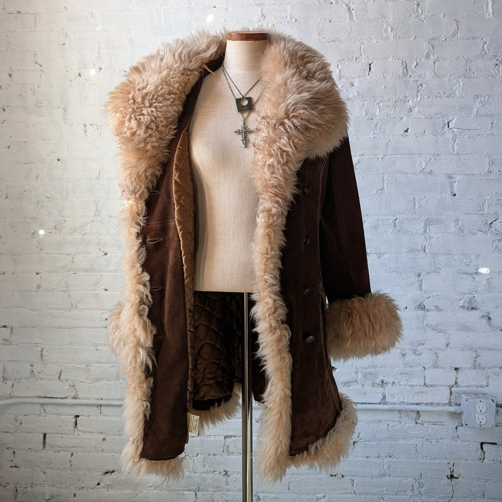 Vintage Brown Suede Penny Lane Jacket Brown Leather Jacket Trench Coat Medium