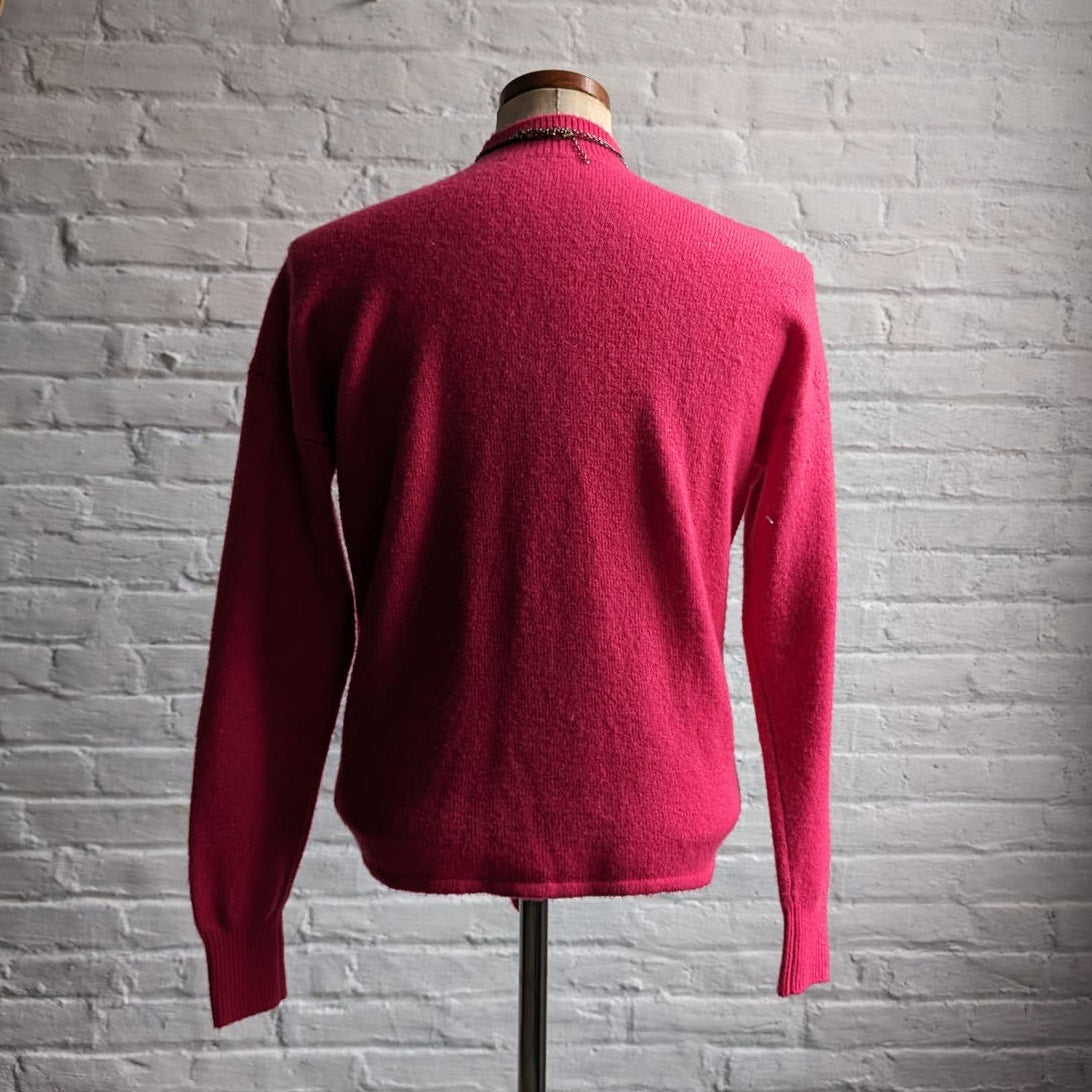 Vintage Hot Pink Knit Sweater Y2K Spring Barbie Romantic Kawaii Granny Chic Top