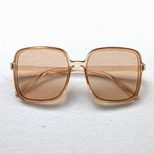70s Retro Peach Square Festival Sunglasses Translucent Tinted Sunnies Shades