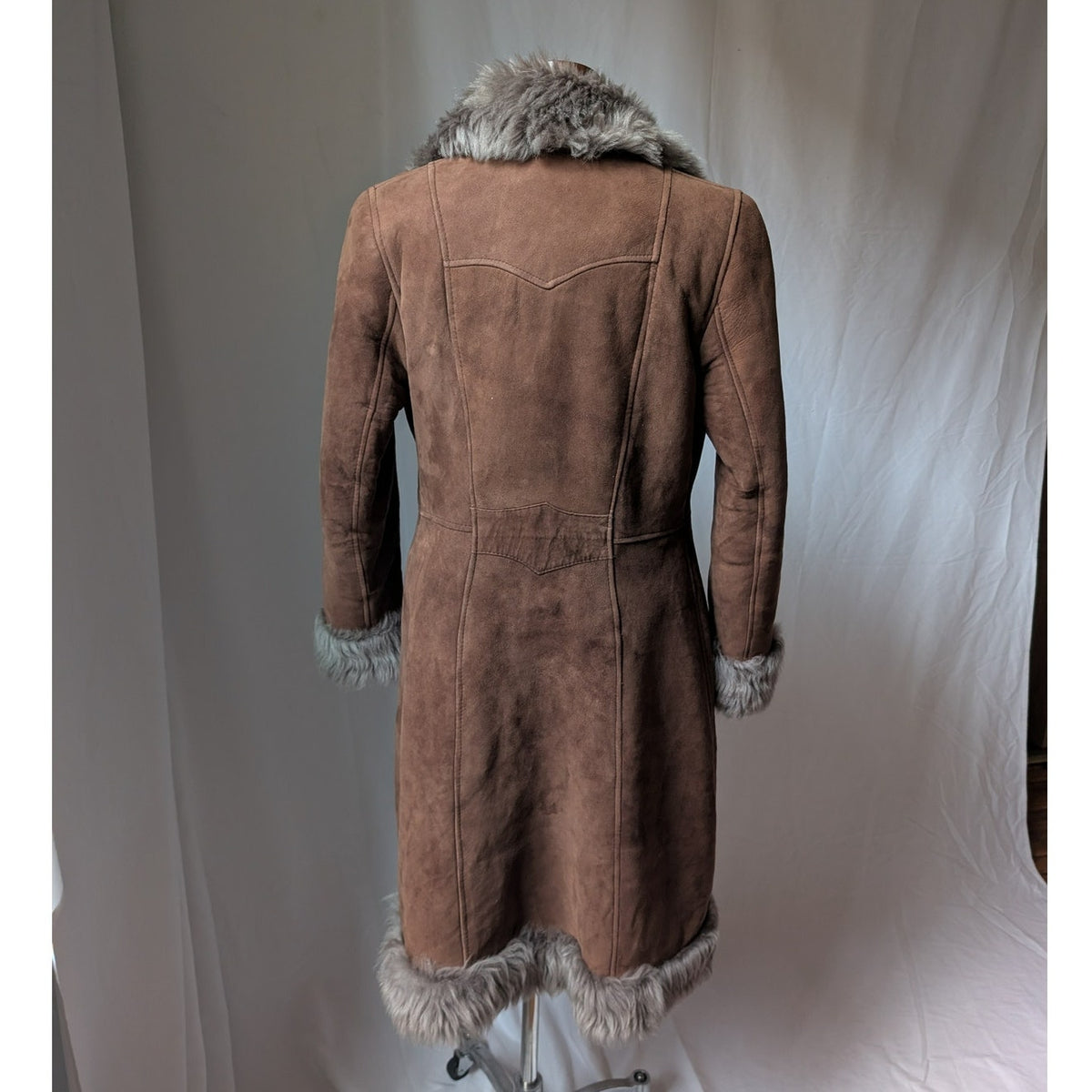 Vintage Brown Suede Penny Lane Jacket S Fur Furry Leather Groovy Mod Trench Coat
