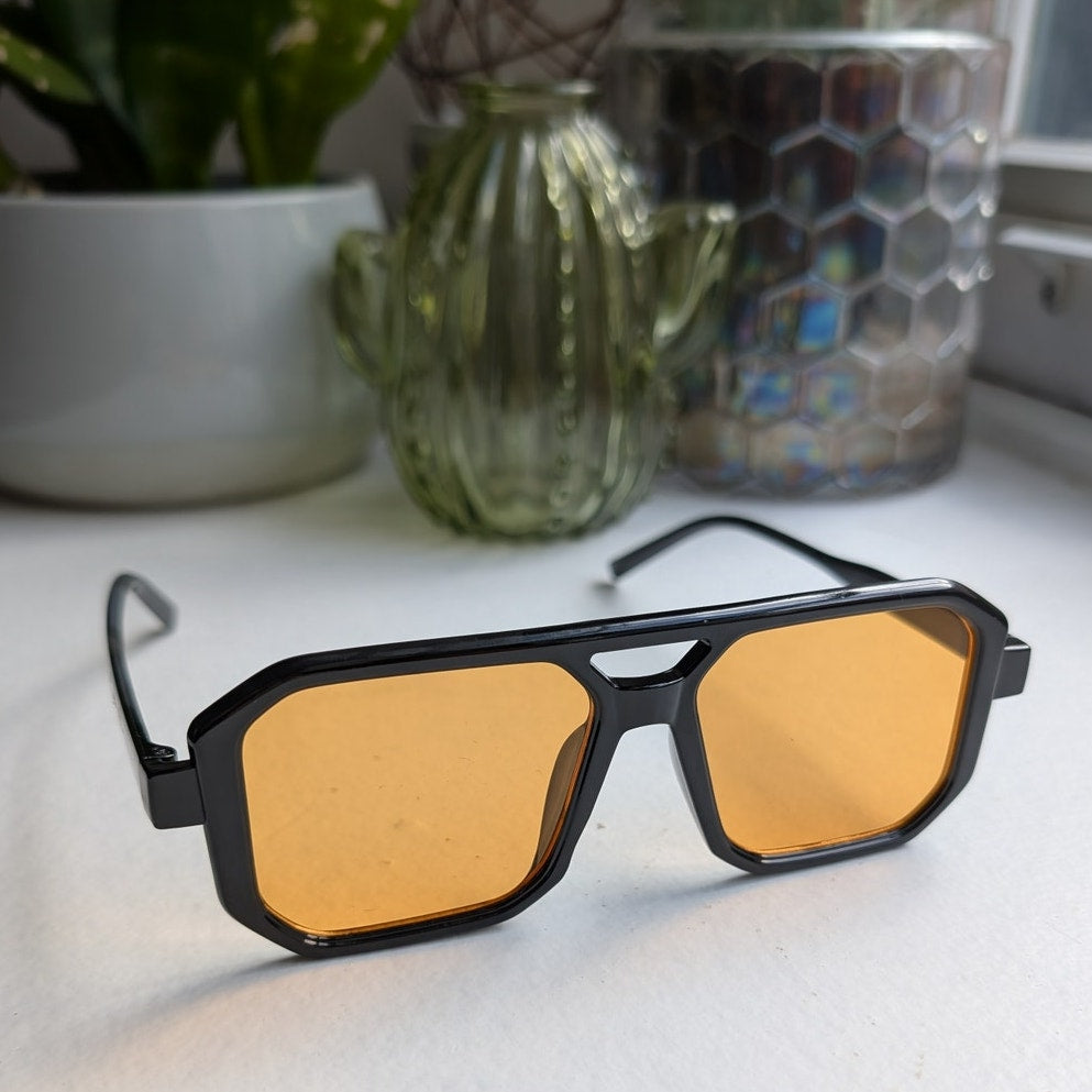 Retro Orange Aviator Minimalist Festival Sunglasses Chic Tinted Sunnies Shades