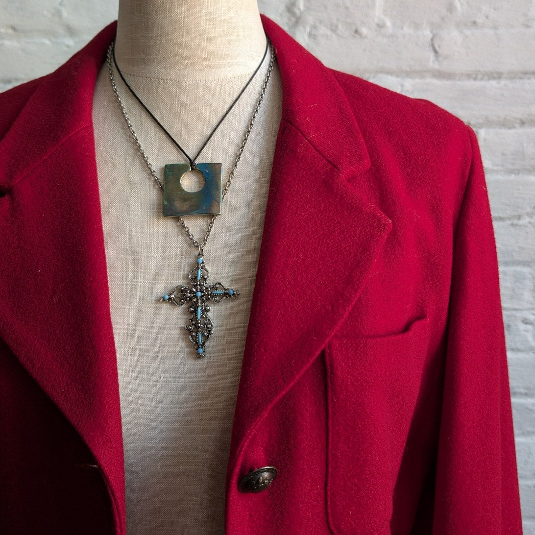 Vintage Red Wool Jacket Chic Minimalist Romance Red Blazer Red Wool Coat Medium