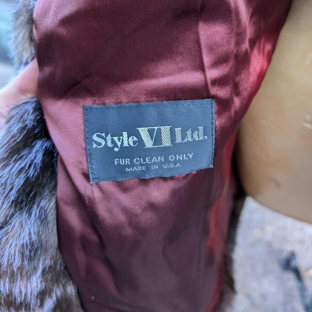 Vintage Brown Chevron Faux Fur Coat Groovy 70s Shaggy Festival Penny Lane Jacket