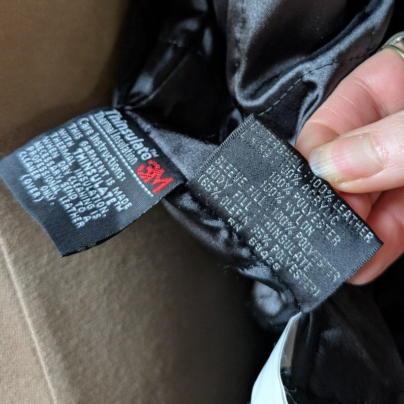 Vintage Black Leather Penny Lane Coat Faux Fur Trench Minimalist Goth Jacket