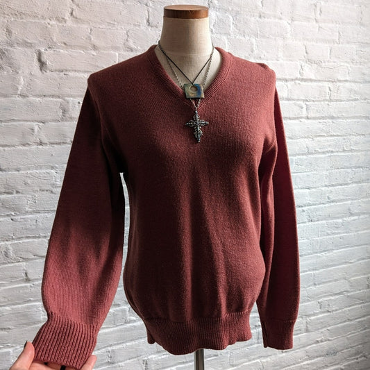 Vintage Minimalist Neutral Knit Grandpa Sweater Chunky Knit Earthy Boho Chic Top