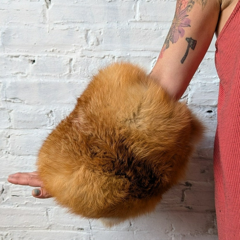 Vintage Orange Fox Fur Muff Genuine Furry Fuzzy Old Money Festival Mobwife Glove