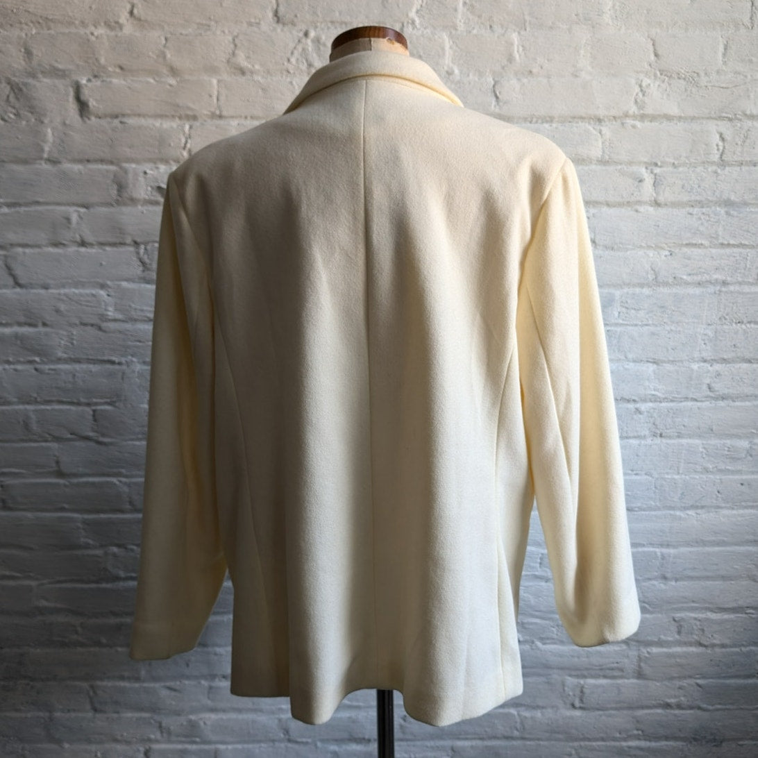 White Preppy Minimalist Blazer Neutral Oversize Light Jacket Boho Chic Medium
