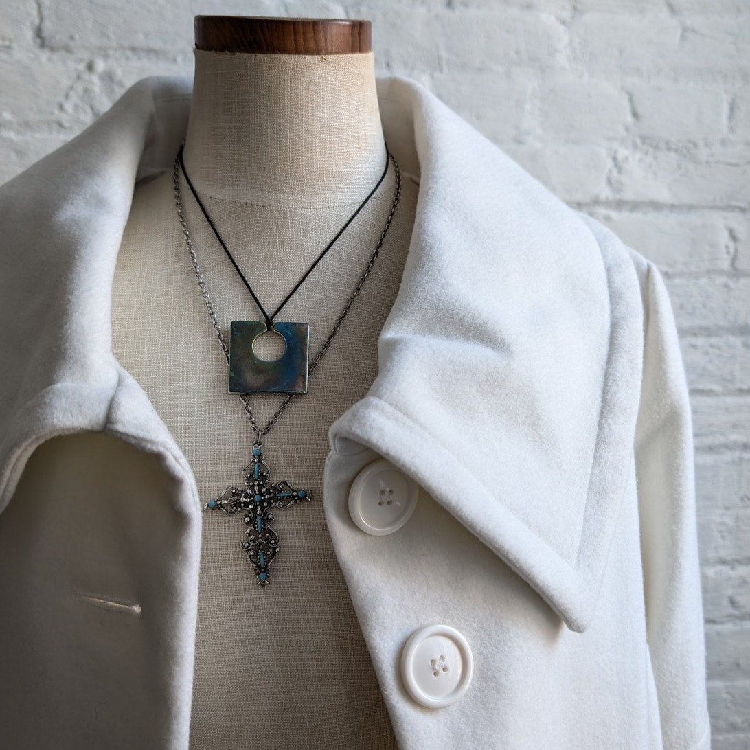 Vintage White Spring Jacket Cropped White Blazer Preppy Minimalist Jacket Medium