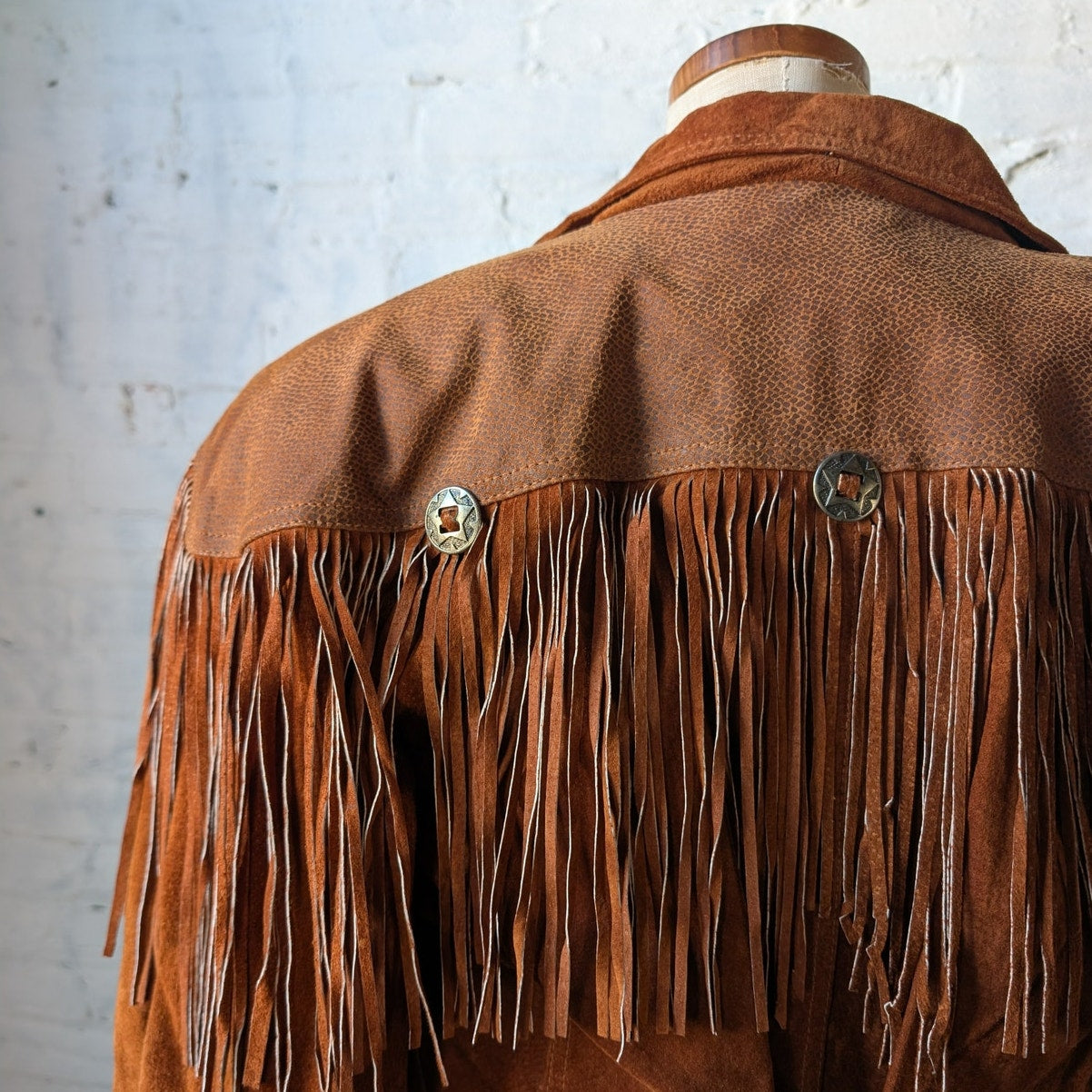 Vintage Rust Orange Brown Suede Leather Jacket Fringe Biker Western Moto Coat