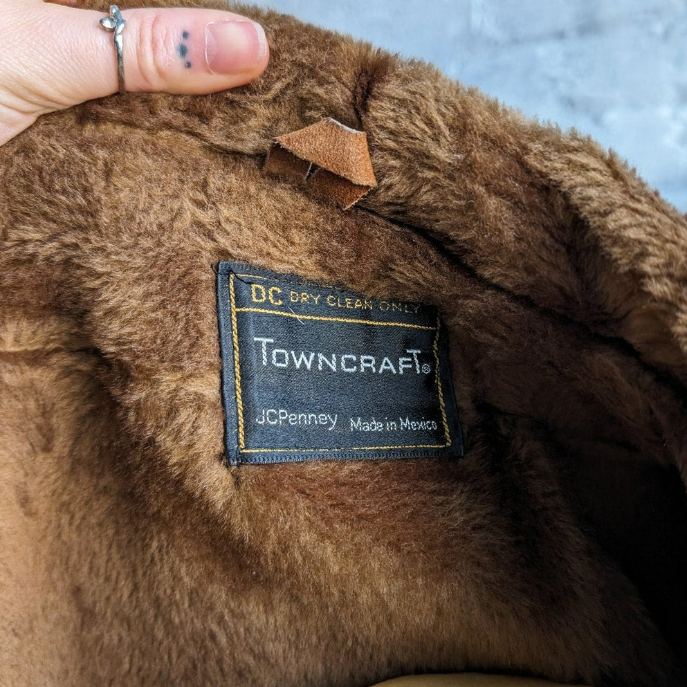 Vintage Burnt Orange Suede Leather Bomber Jacket Rusty Brown Western Chore Coat