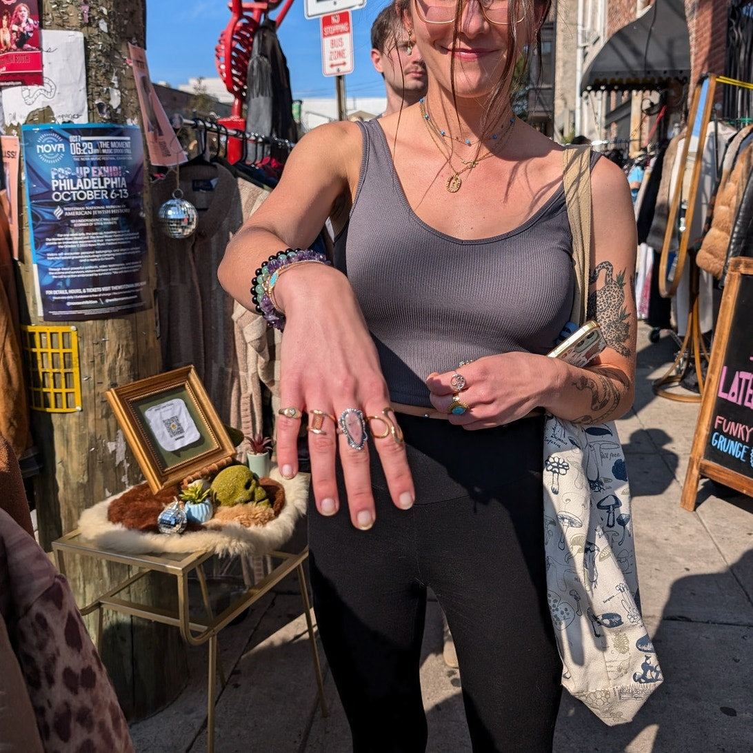 Earthy Red Rust Natural Stone Ring Boho Chic Sterling Silver Vintage Size 9.25