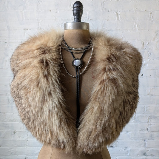 Vintage Fox Fur Blonde Stole Shrug Luxury Scarf Mob Wife Shawl Glam Furry Collar