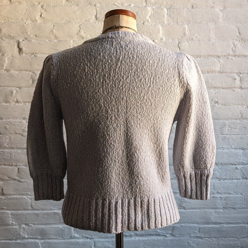 Y2K Vintage Pastel Blue Chunky Knit Sweater M Knitted Preppy Clean Girl Boho Top