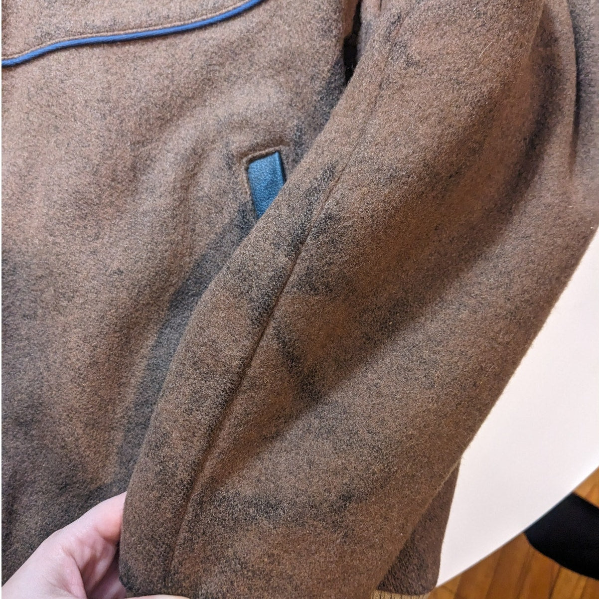 Vintage Brown Wool Leather Bomber Jacket Western Utility Cowboy Chore Coat Large