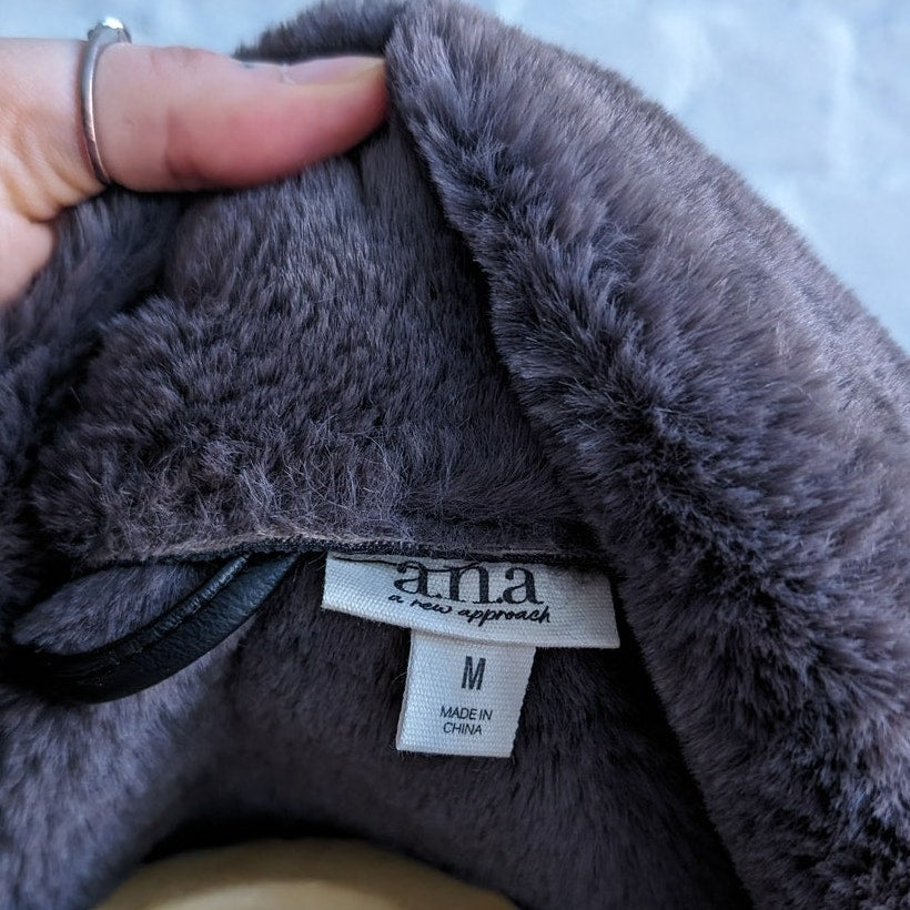 Y2K Black Faux Leather Faux Fur Moto Jacket Bomber Minimalist Grunge Biker Coat