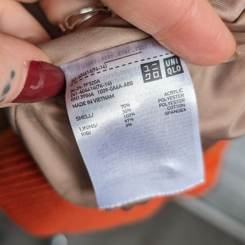 Uniqlo Faux Fur Orange Coat Fuzzy Bomber Indie Retro Statement Preppy Jacket