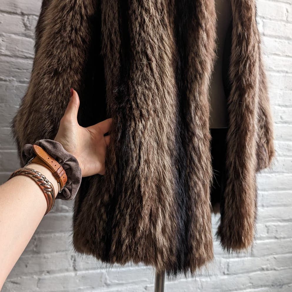 70s Vintage Mob Wife Raccoon Fur Coat Coat Groovy Furry Shag Oversize Jacket