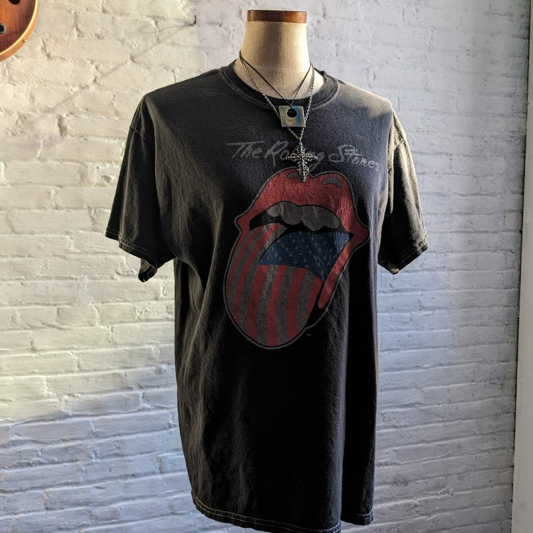 Urban Outfitters Retro Rolling Stones Band Tee 70s Oversize Graphic Print Top