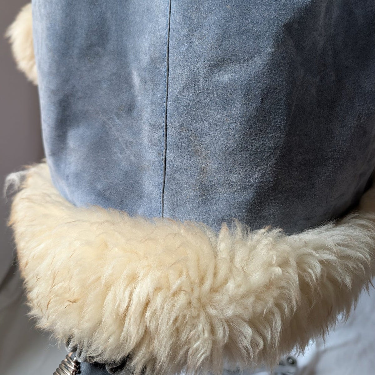 Vintage Blue Suede Afghan Coat S Penny Lane Jacket Fur Furry Leather Trench Coat