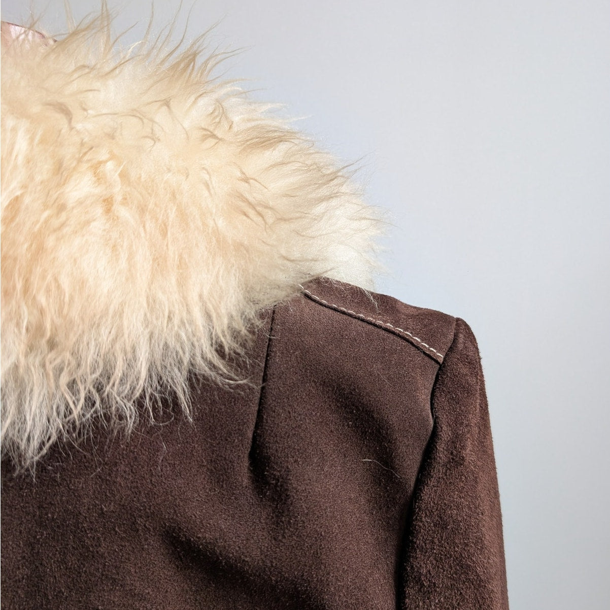 Vintage Brown Suede Penny Lane Jacket Belted Furry Leather Western Coat Medium