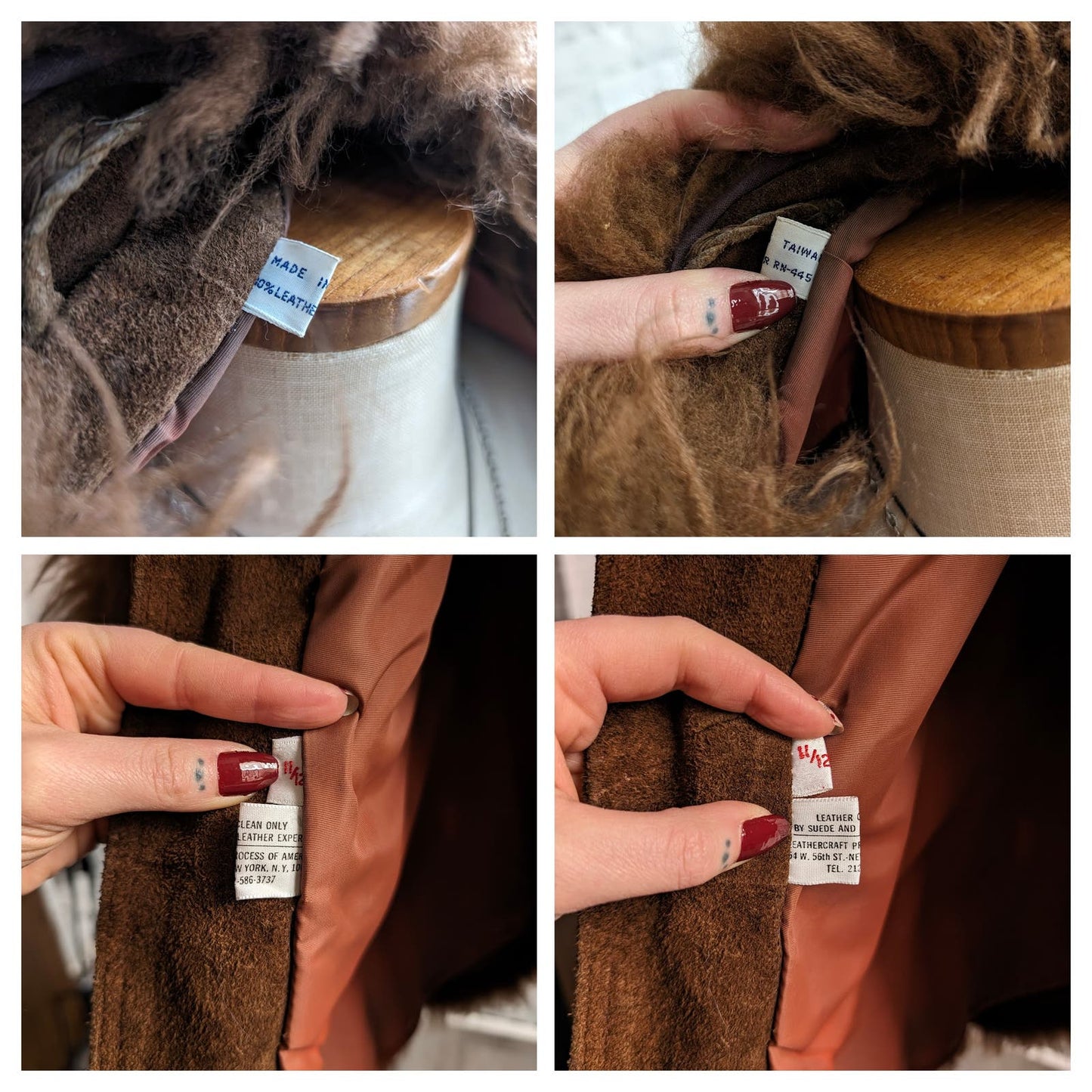 Vintage Penny Lane Fur Furry Genuine Suede Leather Groovy Mod Trench Coat Jacket