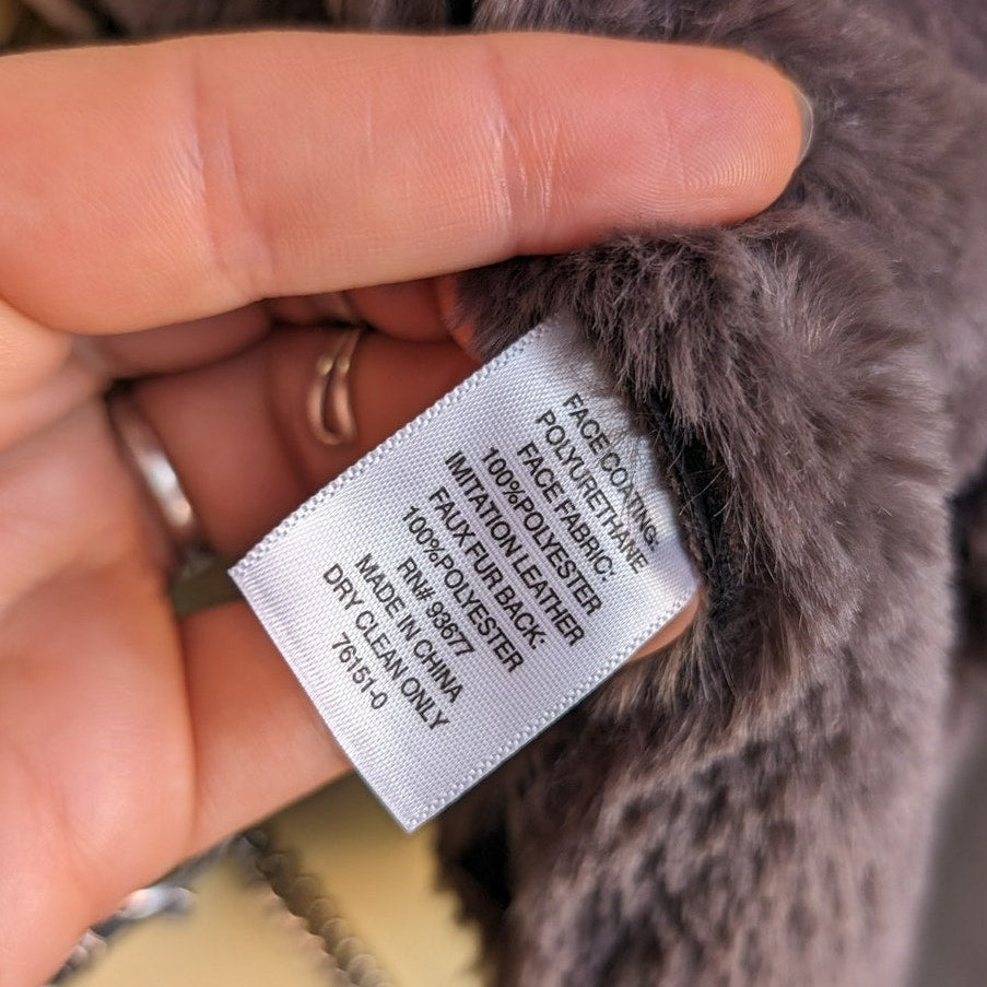 Y2K Black Faux Leather Faux Fur Moto Jacket Bomber Minimalist Grunge Biker Coat