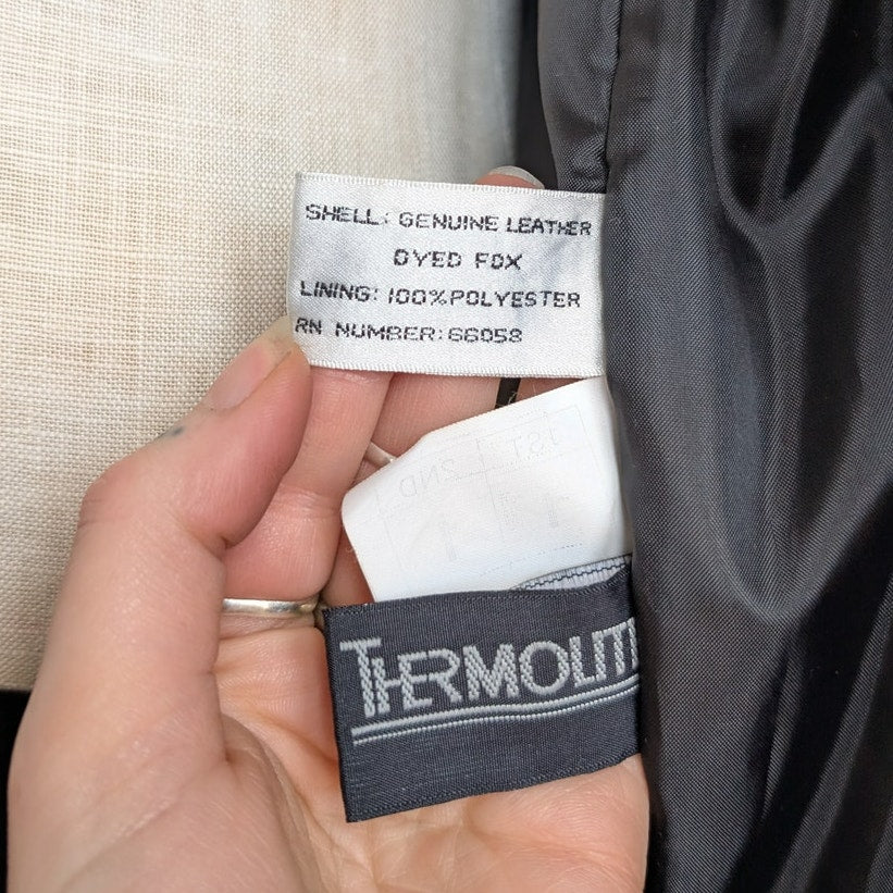 Vintage Black Leather Penny Lane Coat Fur Trench Minimalist Goth Furry Jacket