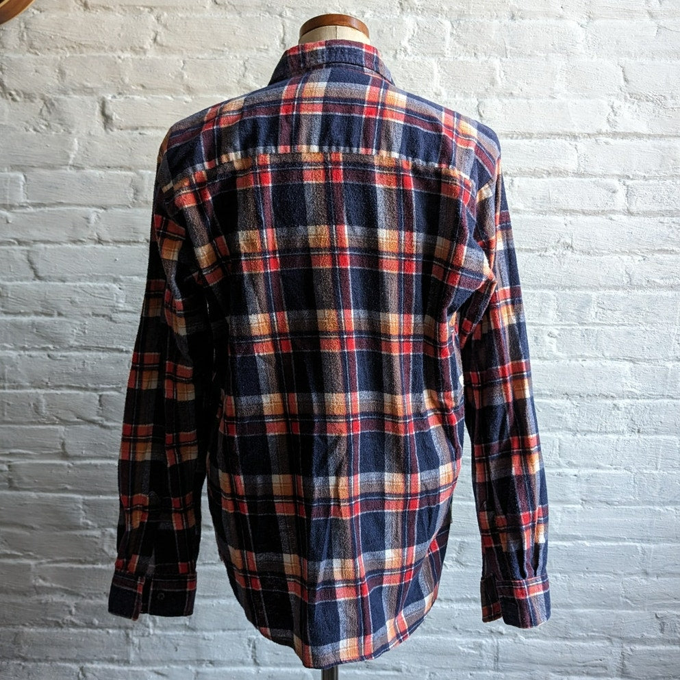 70s Vintage Groovy Grunge Plaid Flannel Button Down Boyfriend Western Shirt Top